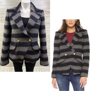 Smythe Striped Crossover Mohair Wool Blend Black Gray Blazer 10